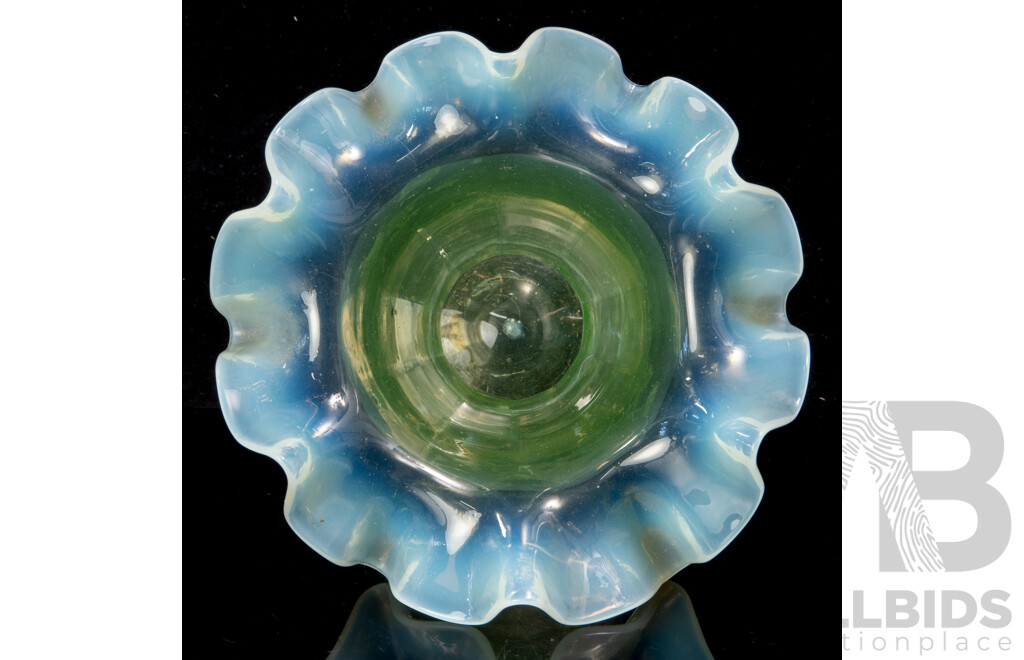 Vintage Uranium Glass Vase with Fluted Rim