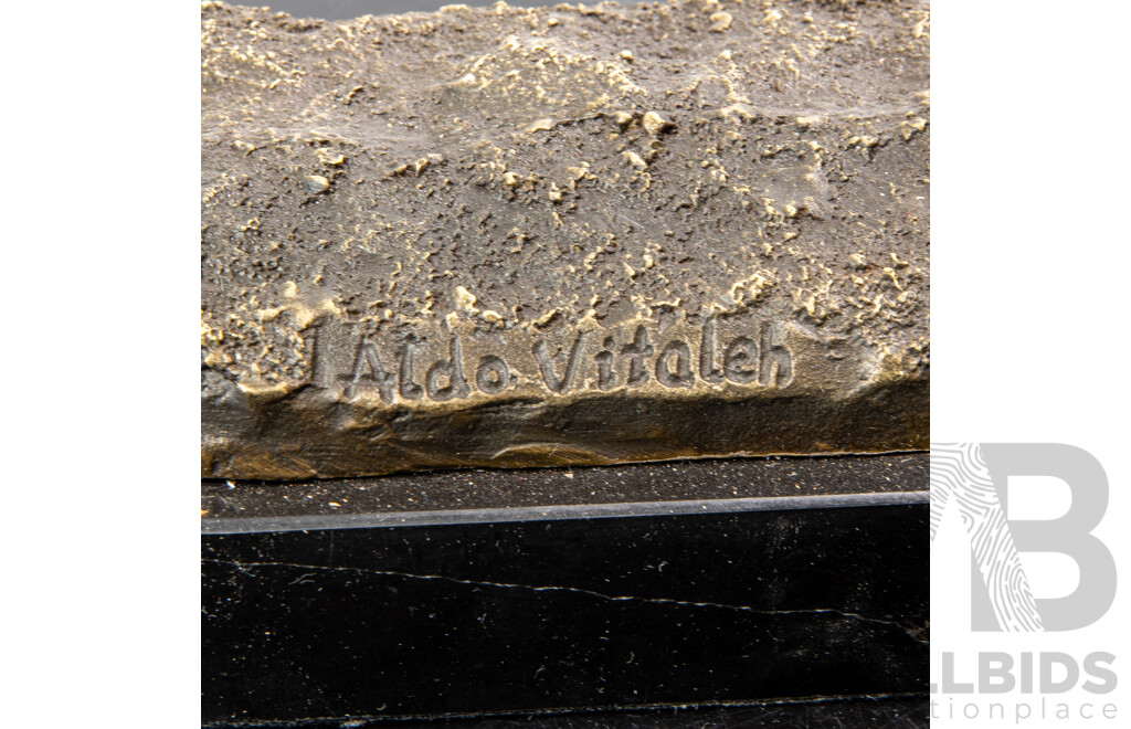 Bronze Naked Female Statue on Marble Soccle, Inscribed Aldo Vitaleh