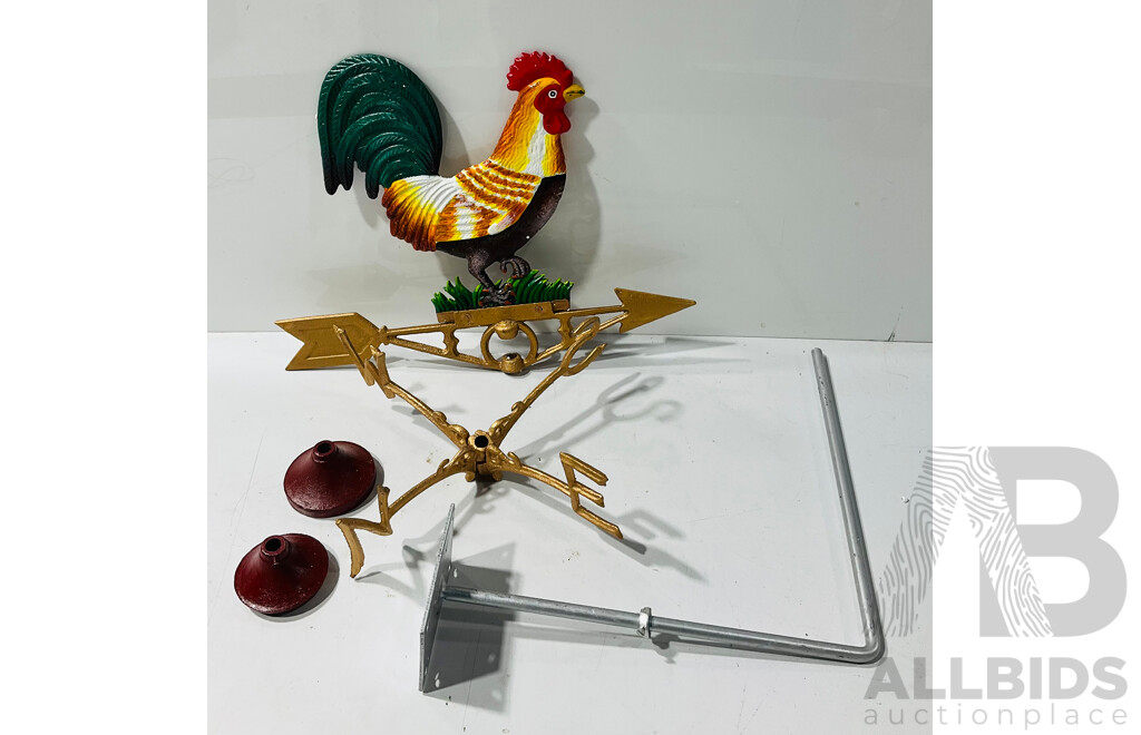 Painted Cast Iron Rooster Windvane