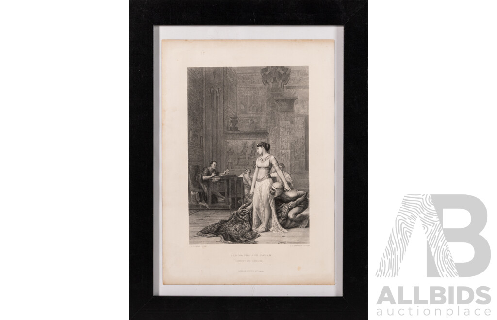 After Jean-Léon Gérôme, (19th C, French, 1824-1904), Cleopatra and Cesar, Copy of Antique Engraving by J.C. Armytage (19th C., British, 1802-1897), 49 x 36 cm (frame)