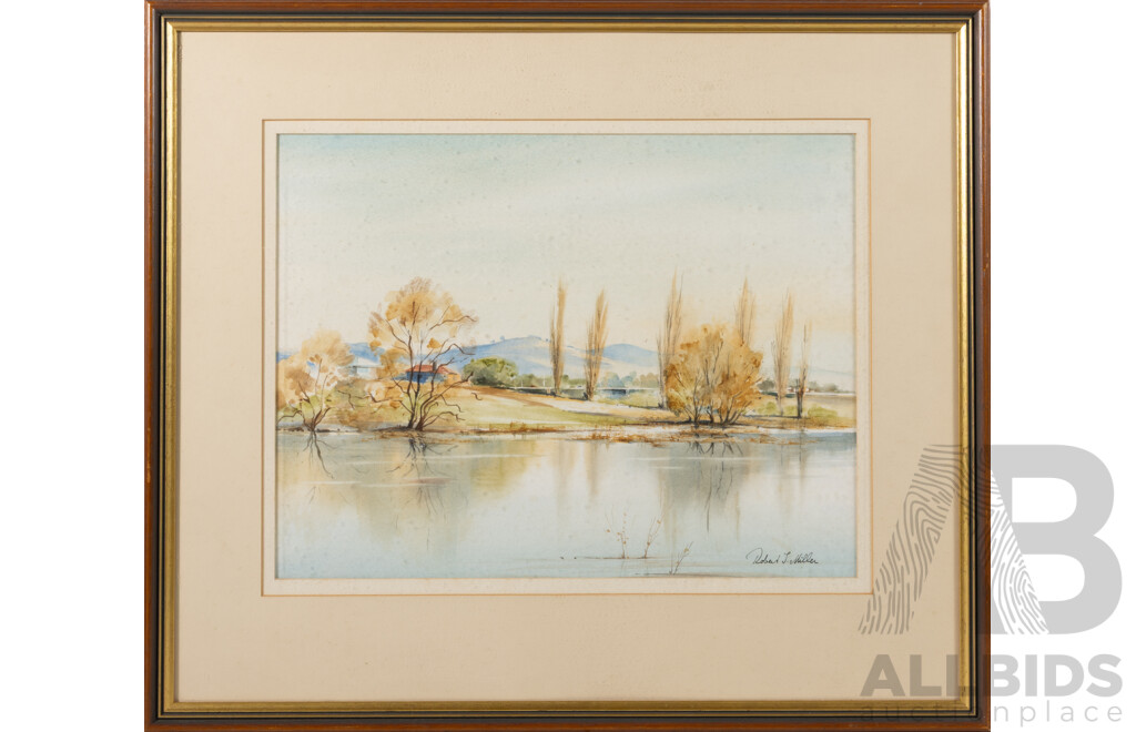 Robert T. Miller, (20th Century, Australian, 1916-?), Reflections of Autumn, Original Vintage Watercolour, 52 x 60 cm (frame)