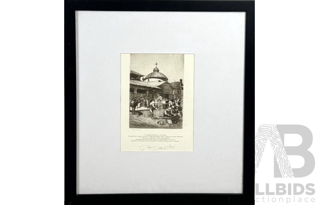 Lionel Lindsay, (19/20th Centuries, Australian, 1874-1961), George St Market, Sydney (1914), Giclee Limited Edition Reprint of Original Etching, 58 x 52 cm (frame)