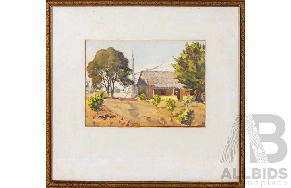 Harold S. Gibbs, (20th Century, Australian, Active 1930-40s), Bush Cottage (1935), Original Watercolour, 38 x 40 cm (frame)