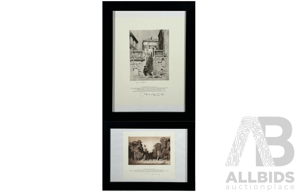 Lionel Lindsay, (19/20th Centuries, Australian, 1874-1961), The Timber Belt & Steps of the Sailor's Return, The Rocks Sydney, Pair of Editioned Reproduction Giclee Prints, 49 x 36 and 36 x 49 cm (frames) (2)