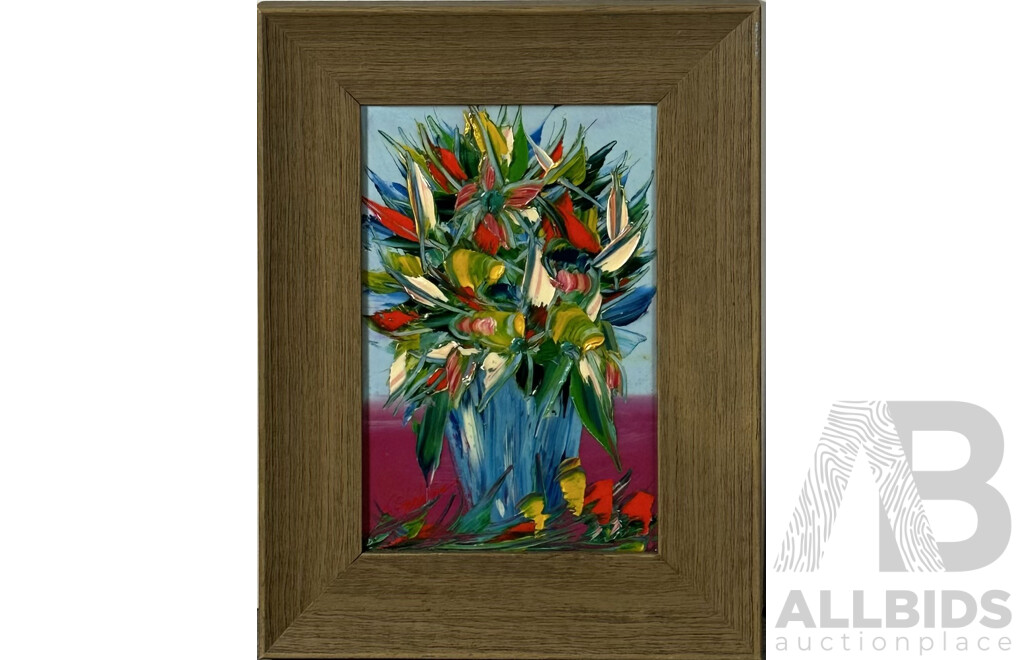 J. Shahine, Still Life Flowers, Textured Acrylic on Board and Acrylic on Board with Glaze 67 X 52 Cm and 42 X 32 Cm (frames) (2)