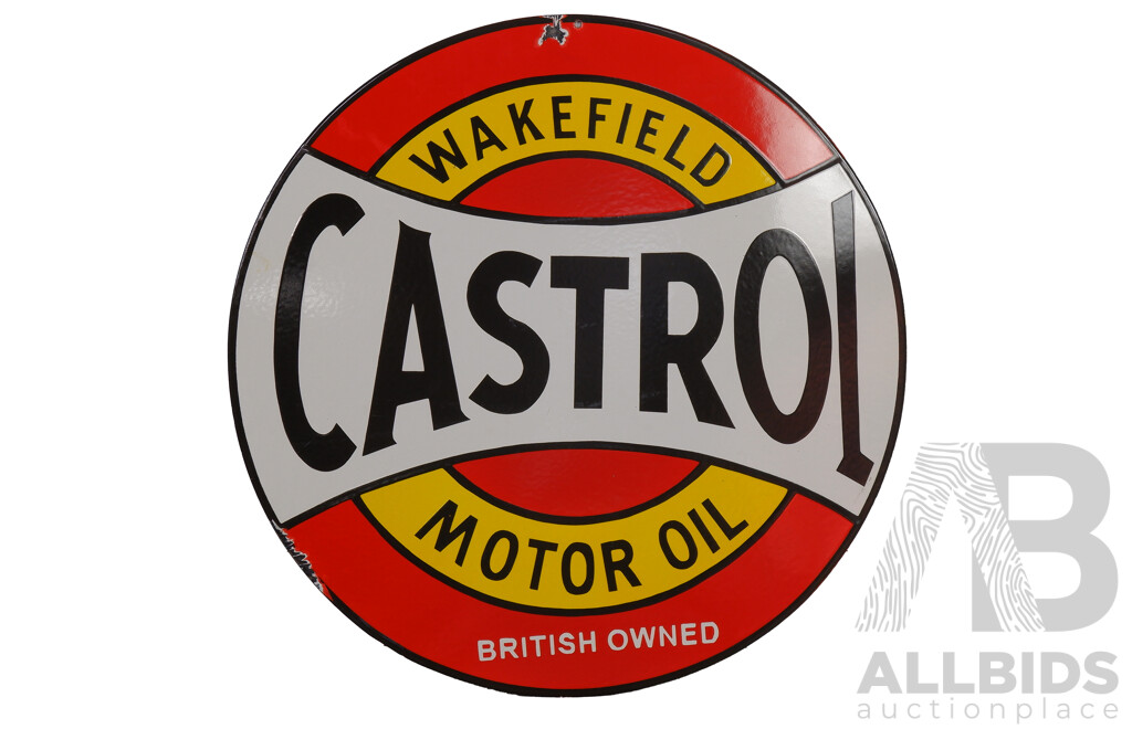 Reproduction Enamel Castrol Wakefield Motor Oil Sign