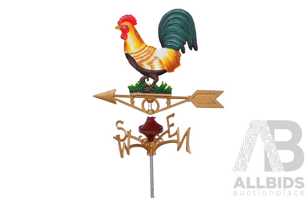 Reproduction Cast Iron Rooster Form Weather Vane