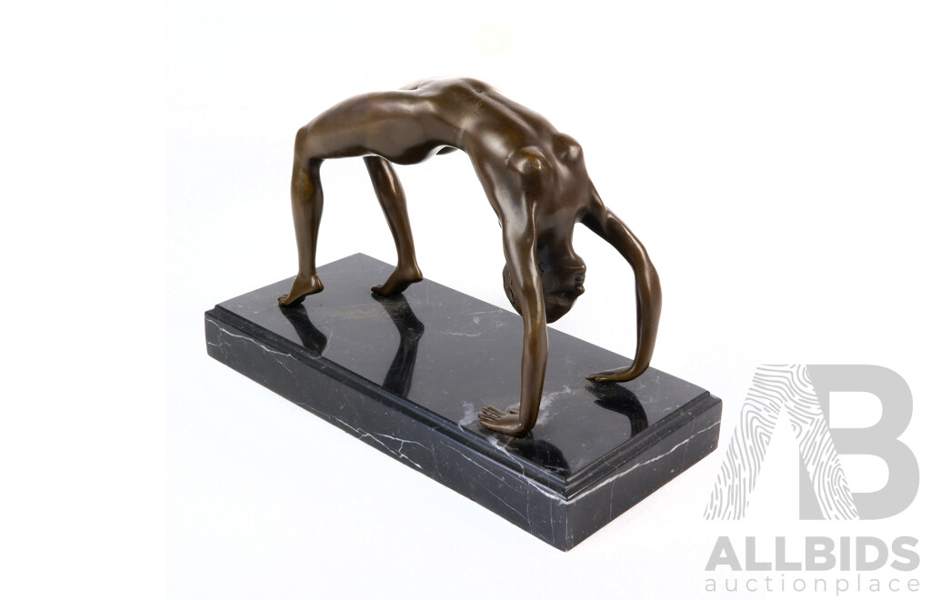 Bronze Sculpture of Female Nude on Marble Base