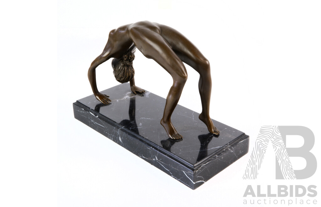 Bronze Sculpture of Female Nude on Marble Base