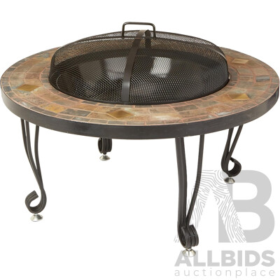 Amazon Basics 34-Inch Natural Stone Fire Pit with Copper Accents