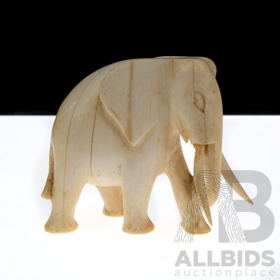 Vintage Hand Carved African Ivory Elephant Figure