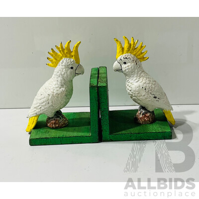 Cast Iron Cockatoo Bookends