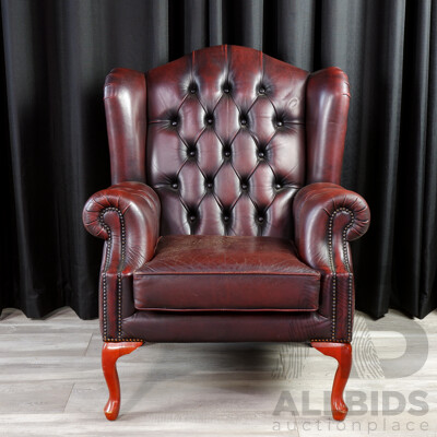 Chesterfield Style Wing Back Armchair