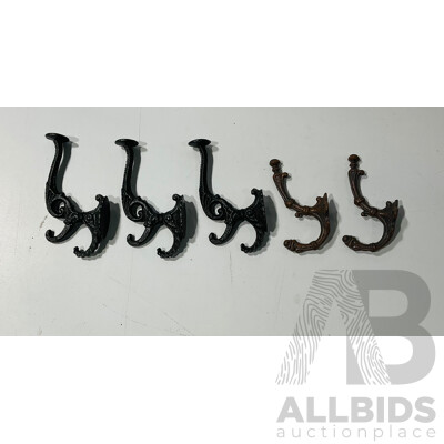 Collection of Cast-iron Wall Mounted Coat Hooks