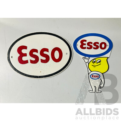 Pair of Cast Iron Reproduction Esso Wall Signs