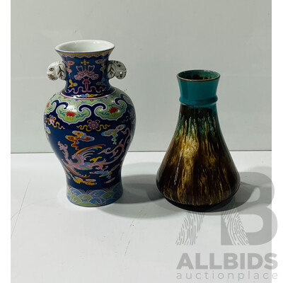 Two Ceramic Vases Comprising Studio Pottery and Chinese Examples