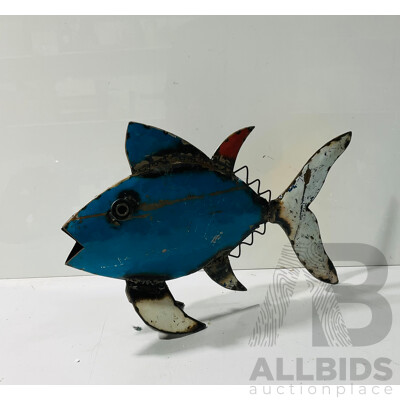 Painted Metal Outdoor Fish Sculpture