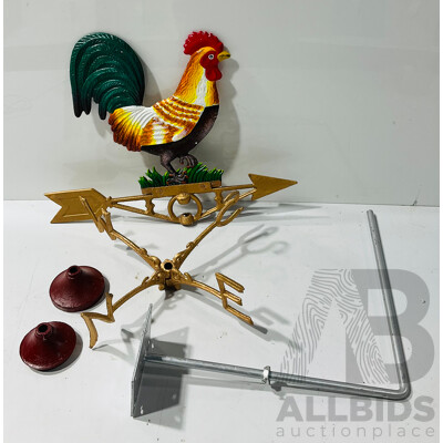 Painted Cast Iron Rooster Windvane