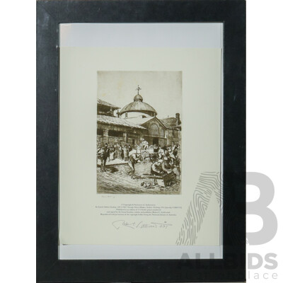 Lionel Lindsay, (Late 19th/20th Centuries, Australian, 1874-1961), George St. Market, Sydney, Limited Edition Giclee Print of Original Etching, 49 x 36 cm (frame)