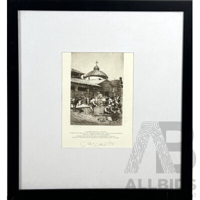 Lionel Lindsay, (19/20th Centuries, Australian, 1874-1961), George St Market, Sydney (1914), Giclee Limited Edition Reprint of Original Etching, 58 x 52 cm (frame)