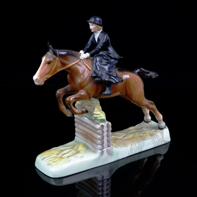 Vintage Beswick Porcelain Figure of Jumping Equestrian