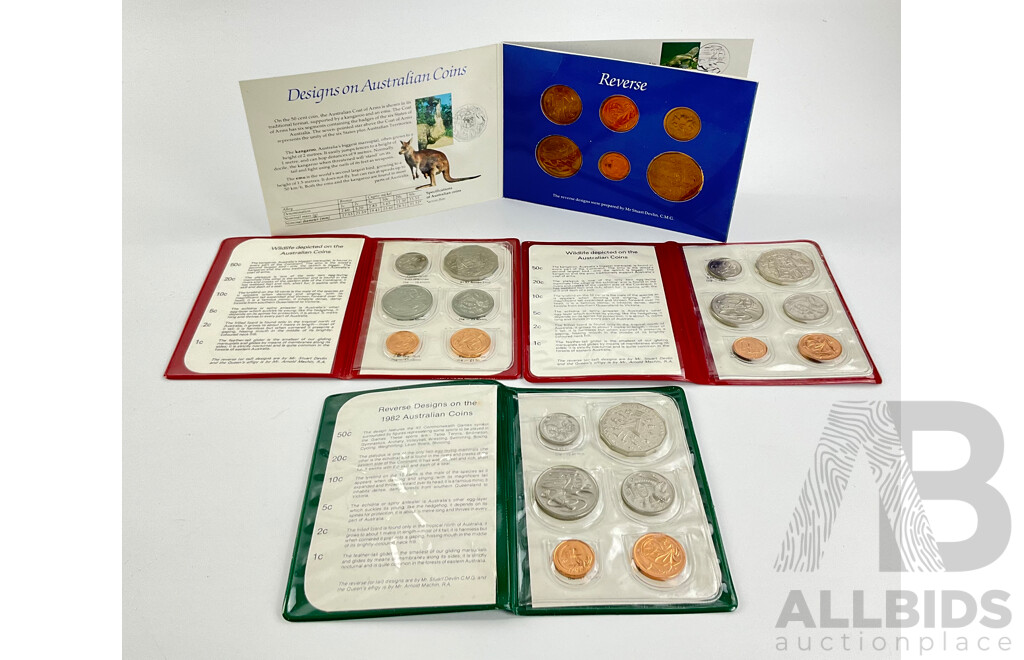 1980, 81, 82 and 84 Ram Coin Sets. Four Sets.