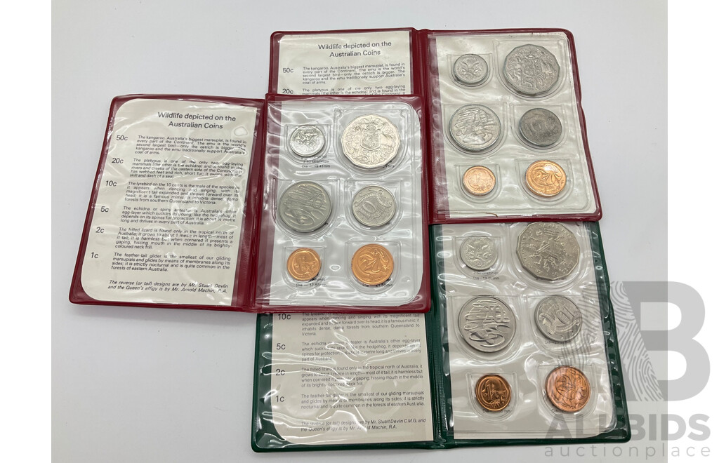 1979 1981 1982 RAM 6 Coin Unc Sets.