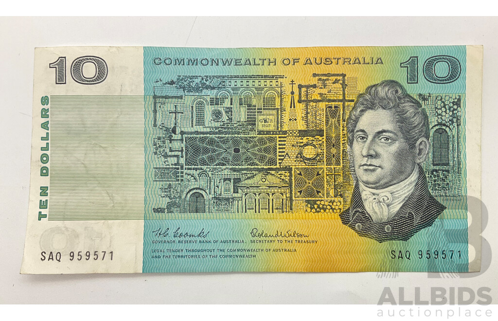 Australian 1966 Ten Dollar Note Coombs/Wilson SAQ 959571