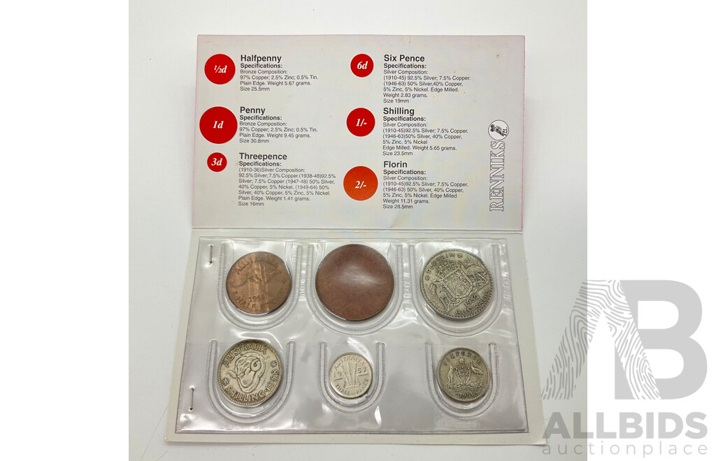 1950s Australian Pre Decimal Coin Set.