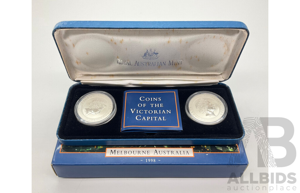 1998 Coins of the Victorian Capital. Two Fine Silver 1oz. $10 Coins.