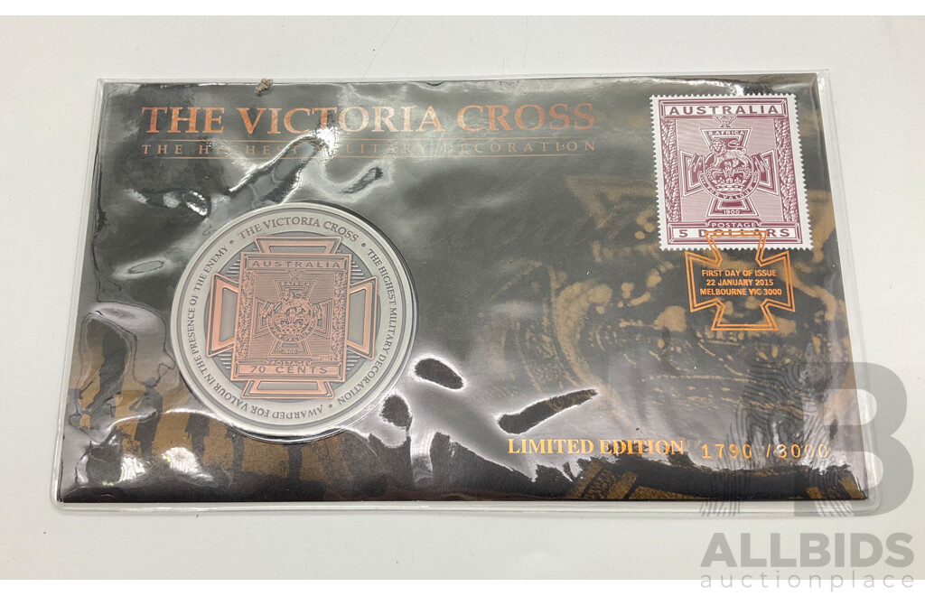 2015 the Victoria Cross 70c Coin and $5 Stamp.55mm.