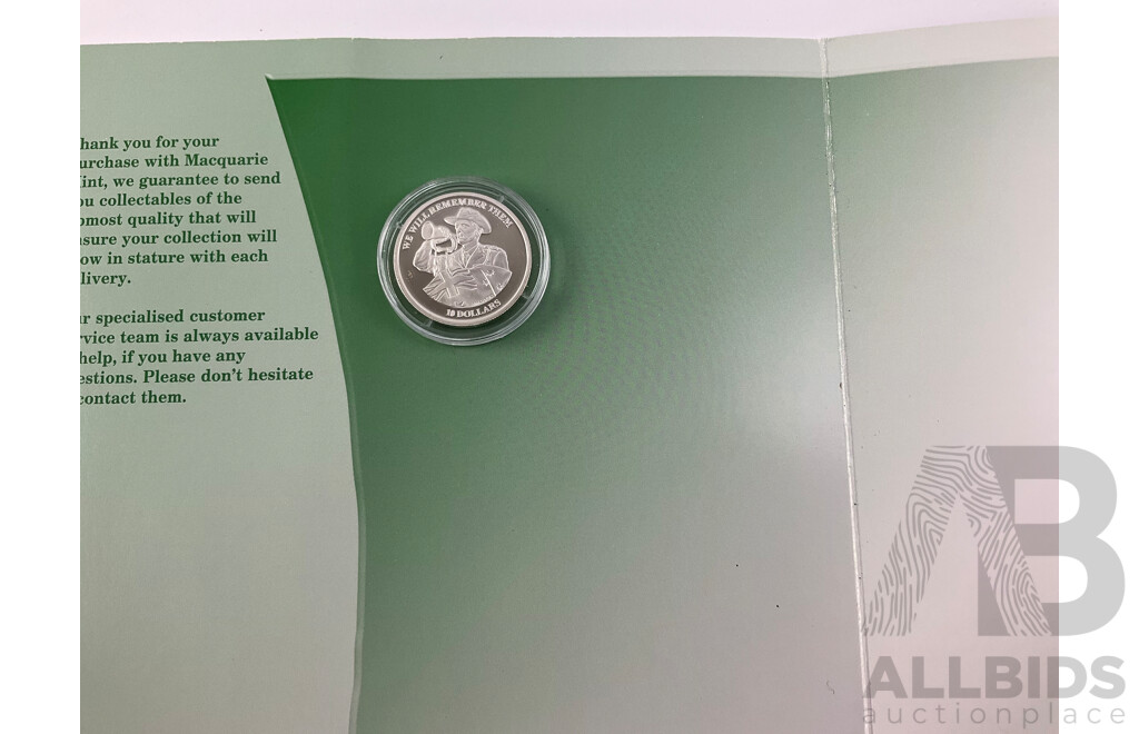 Australian 2012 Macquarie Mint Ten Dollar Coin- We Will Remember Them