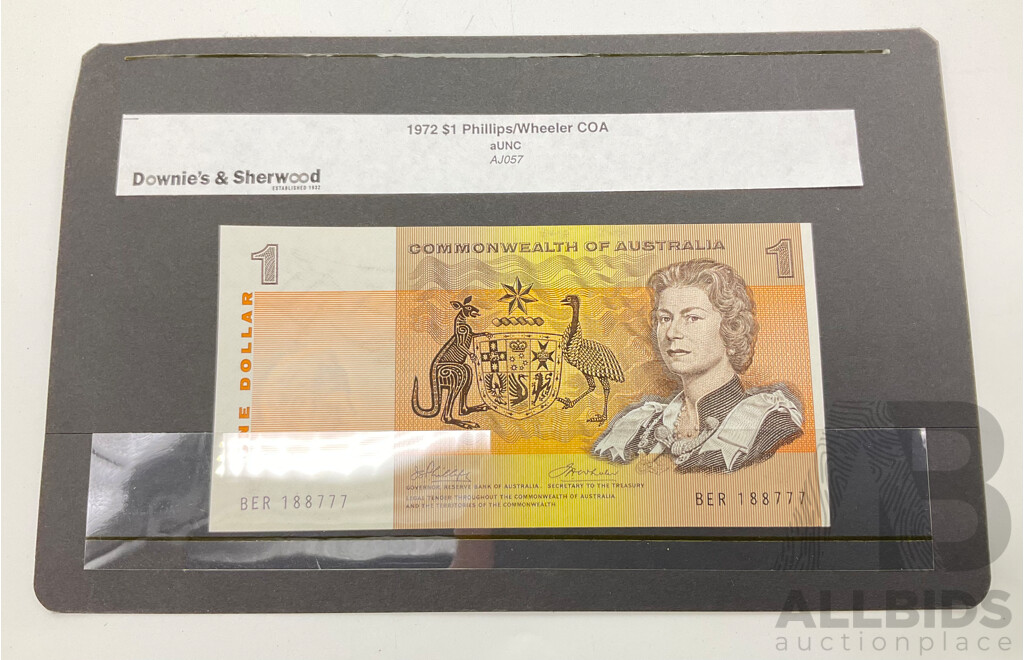 1972 R74 Phillips Wheeler $1 Note. BER 188777 A/UNC