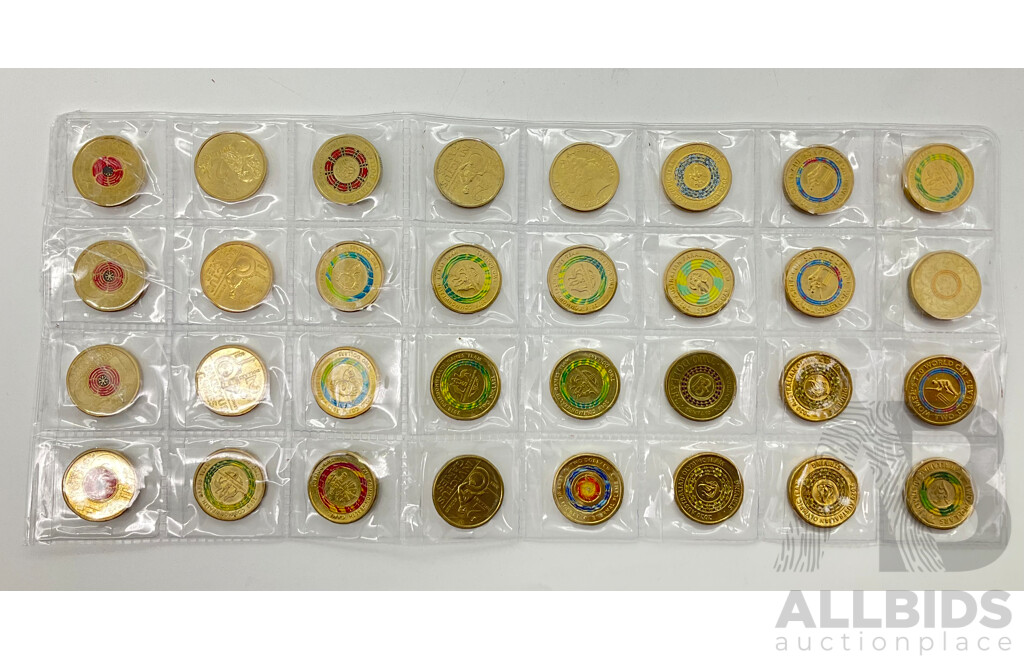 Thirty Two Popular A/UNC Coloured $2 Coins.