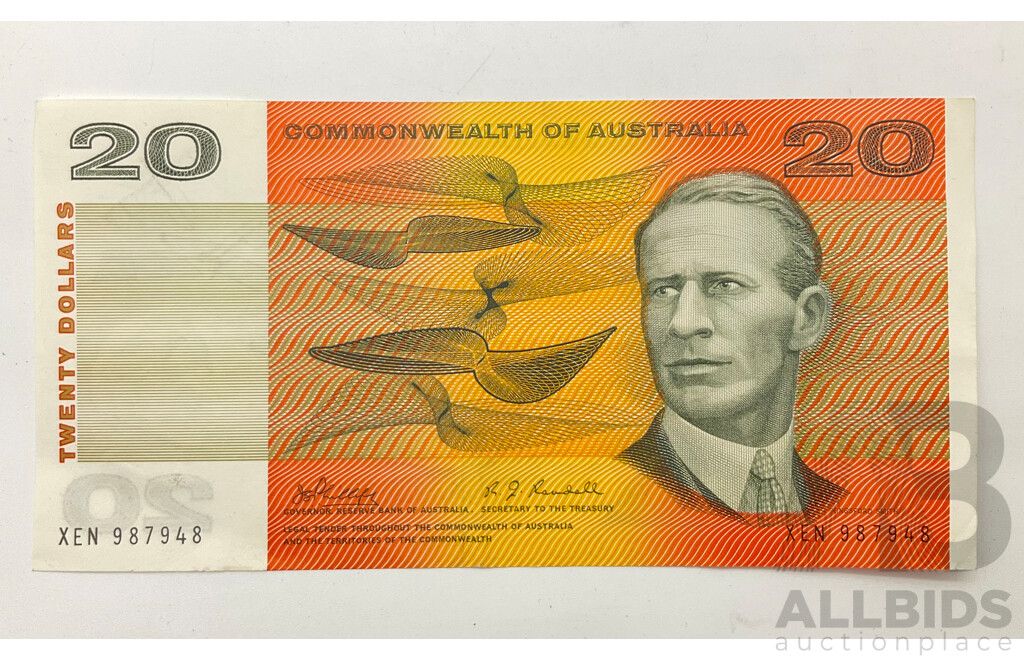 1968 Phillips Randall $20 A/UNC Note. R403 XEN 987948.