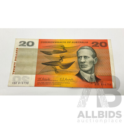 Australian 1967 Coombs Randall $20 Note. R402 XBR 816798 VF