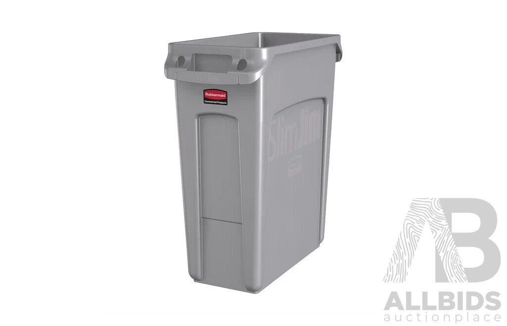 Rubbermaid Slim Jim Container with Venting Channels Grey 60Ltr  - ORP $130