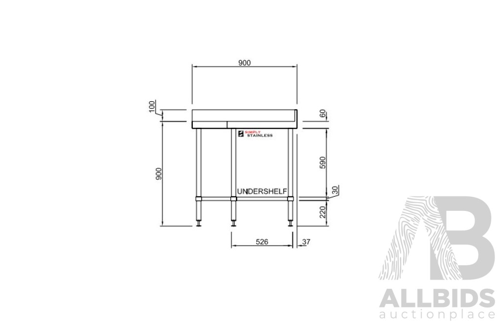 Simply Stainless SS04.7.0900 Corner Bench with Splashback (700 Series) - ORP $1,729