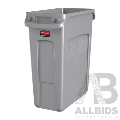 Rubbermaid Slim Jim Container with Venting Channels Grey 60Ltr  - ORP $130