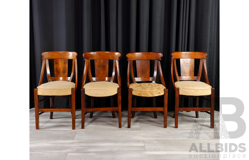 Set of Four Late Edwardian Flame Mahogany Dining Chairs