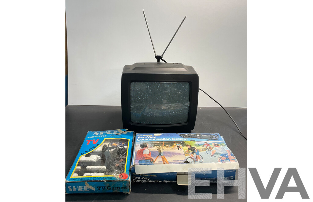 Vintage PALSONIC & SONY Old TV & Two Way Communication System & SHEEN TV Games