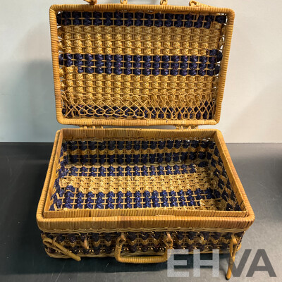 Vintage Globus Gateway Bag & Vintage EMRIK Bag & Wicker Picnic Suitcase/Basket - Lot of 5 