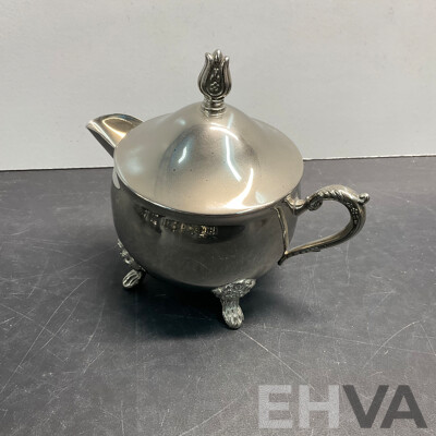 Vintage West Germany Blessing Brass Wind Up Travel Alarm Clock & Vintage Silver Teapots/Tableware & Assorted of Photo Frame & More
