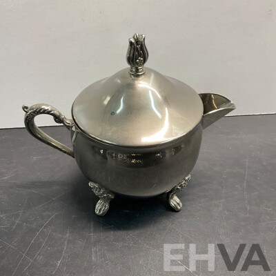 Vintage West Germany Blessing Brass Wind Up Travel Alarm Clock & Vintage Silver Teapots/Tableware & Assorted of Photo Frame & More
