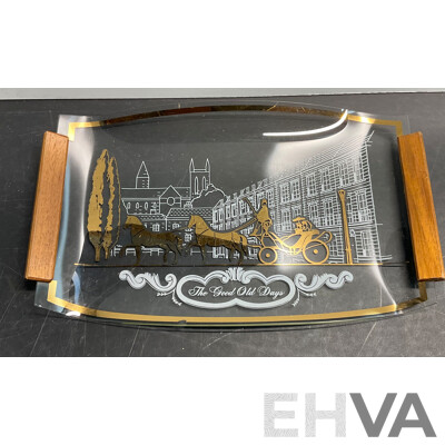 Decorative Glass Leaping Deer Plate & Side Plates and the Good Old Day Art Glass Platter & Assorted of Household Items