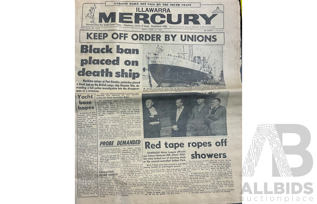 1969 ILLAWARRA Mercury Newspaper & 3x Paddle POP Bear Poster