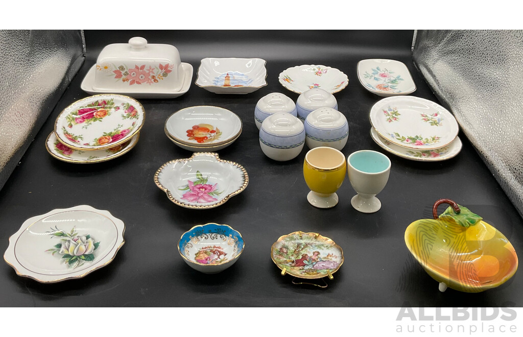 Assorted Vintage Fine China Tableware - Limoges, Royal Doulton, Royal Albert, Wedgwood, Rosy China