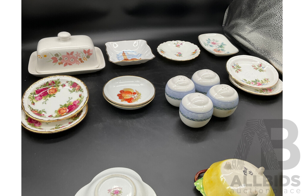 Assorted Vintage Fine China Tableware - Limoges, Royal Doulton, Royal Albert, Wedgwood, Rosy China