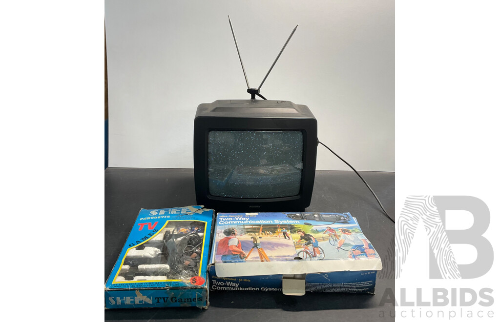 Vintage PALSONIC & SONY Old TV & Two Way Communication System & SHEEN TV Games