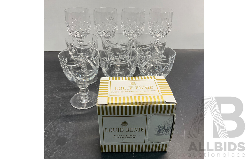 LOUIE RENIE Blown Glassware & Assorted of Crystal Wine Glasses